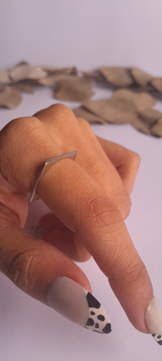 Producto - Anillo plata geométrico cuadrado