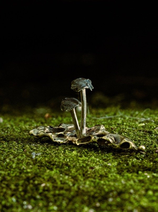 Producto - Hongos de plata sobre base de bronce