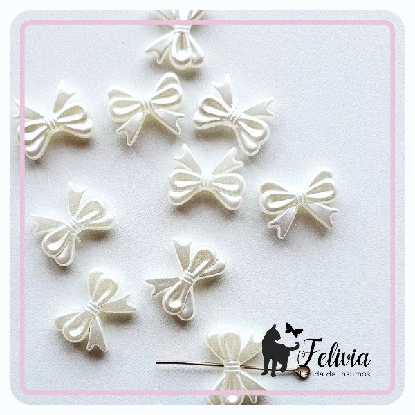 Producto - Moñito pasante blanco perla x 10u.