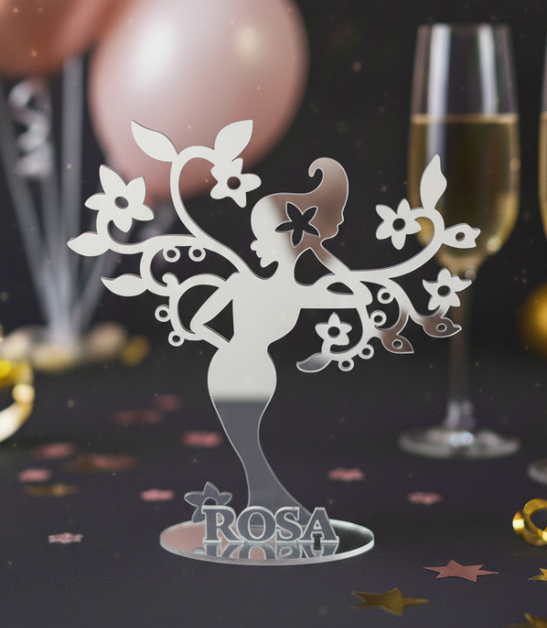 Producto - Souvenir Dama acrilico espejo plata x 10u
