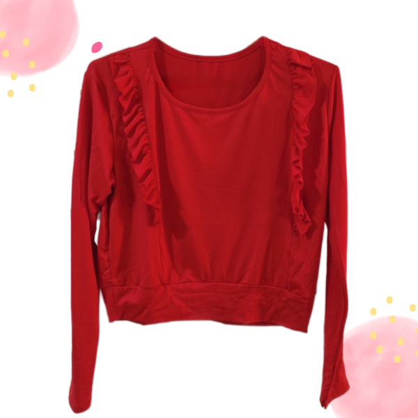 Producto - Mangas largas roja con vuelos talle unico mujer