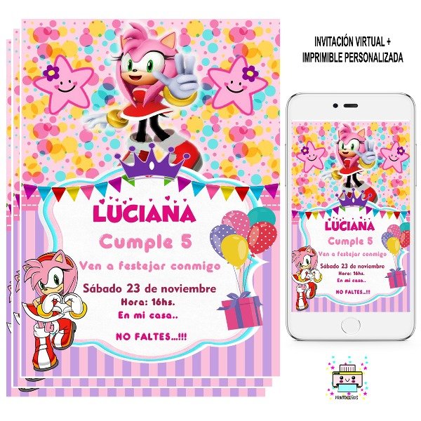 Producto - Tarjeta Invitación digital  Amy Rose Sonic