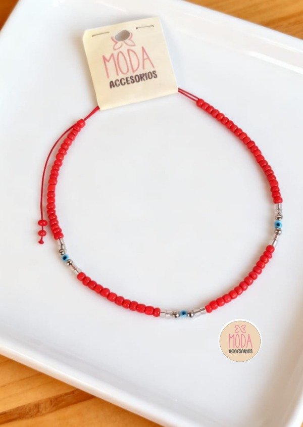 Producto - Collar con ojitos turcos rojo