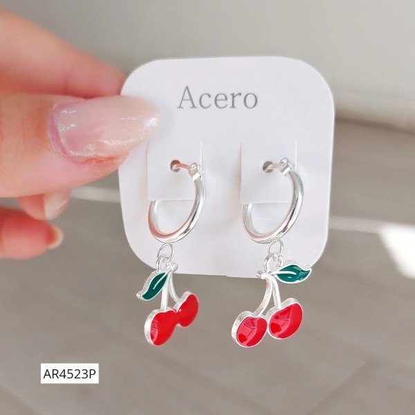 Producto - Aros argollas cereza esmaltado