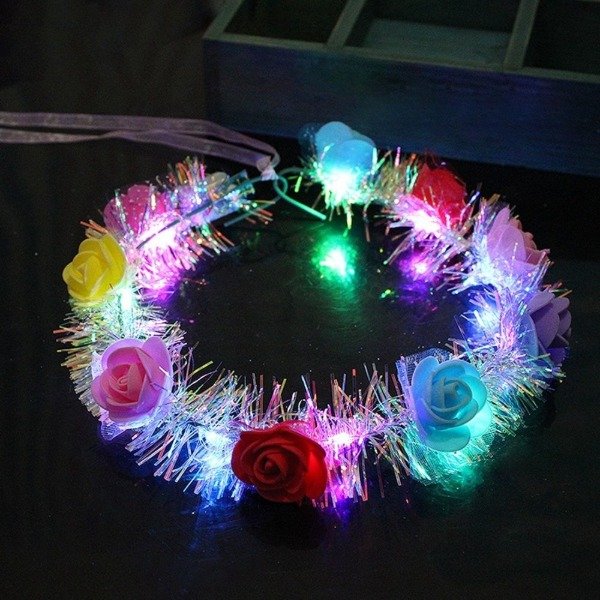 Producto - VINCHA CON FLORES EN GOMA EVA Y LUZ LED