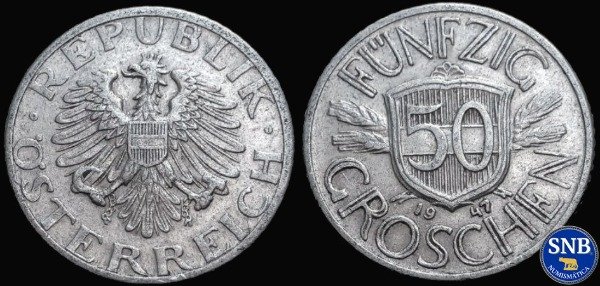 Producto - Austria - 50 Groschen (1947) KM #2870 - Ocupación Aliada