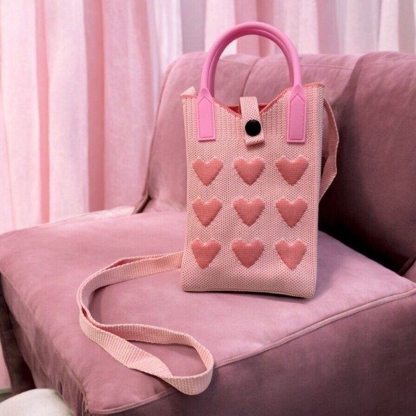 Producto - Bandolera Importada Rosa Corazones ROSA