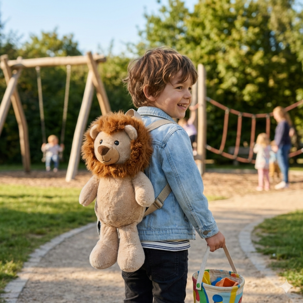 Producto - MINI MOCHILA DE PELUCHE LEON 45CM