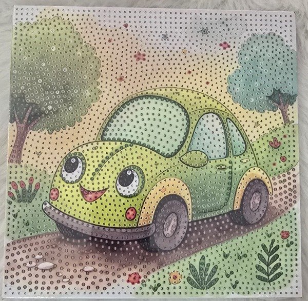 Producto - DIAMOND PAINTING 20X20 BASTIDOR M AUTO POR CAMINO CON FLORES