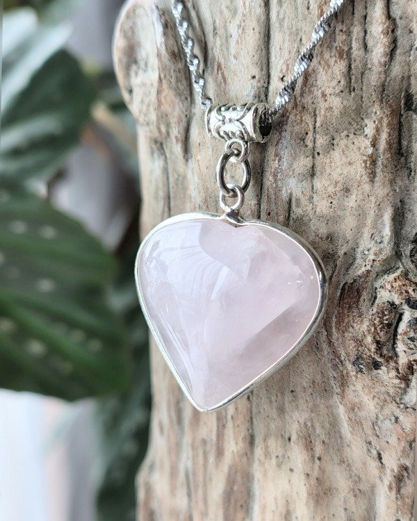 Producto - Collar. Corazón (Cuarzo Rosa)