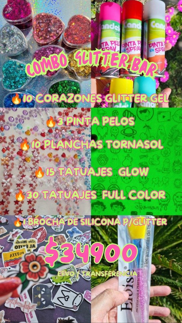 Producto - Combo Glitter Bar Eventos o cumpleaños