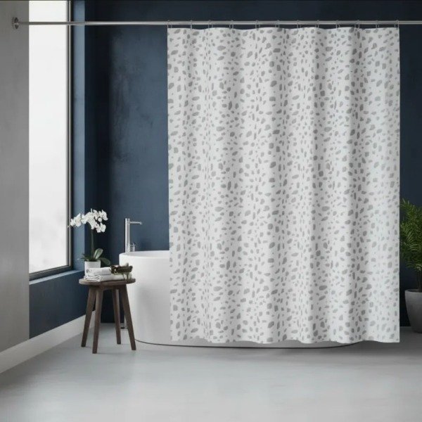 Producto - CORTINA PARA BAÑO IMPERMEABLE METALLIC PEVA PIEDRAS