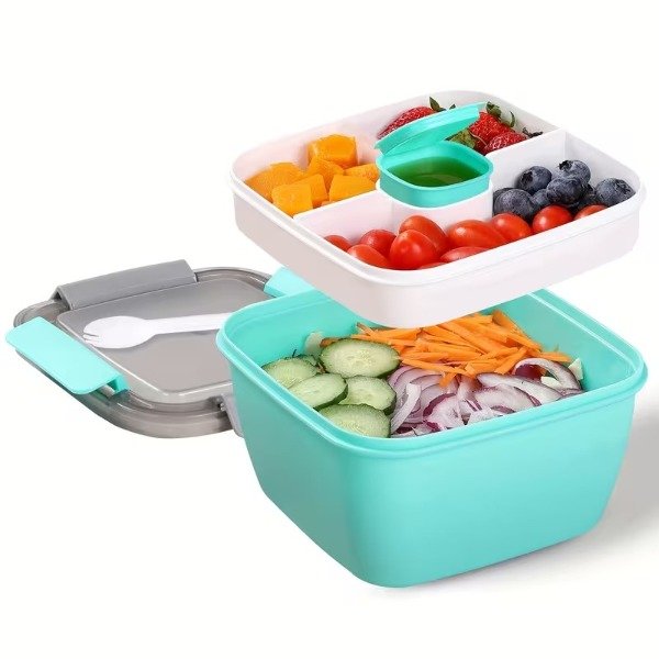 Producto - Lunchera hermética con división, salsero y tenedor