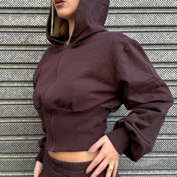 Producto - Campera corta frisa con cintura ajustada talle único