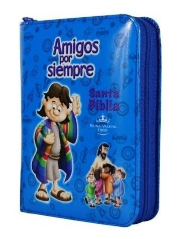 Producto - Biblia niño cierre inlistrada amigos por siempre azul