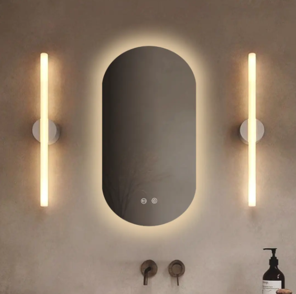 Producto - Espejo Ovalado Con Luz Led Y Desempañador 50x90x2cm - 0