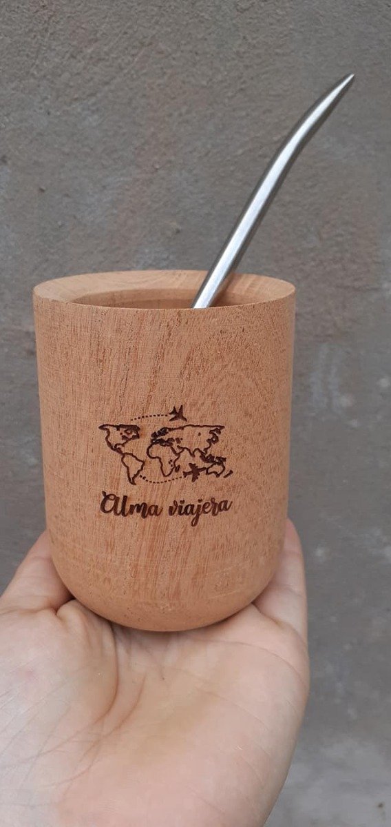Mate madera personalizado con frase-nombre-logo - Full color