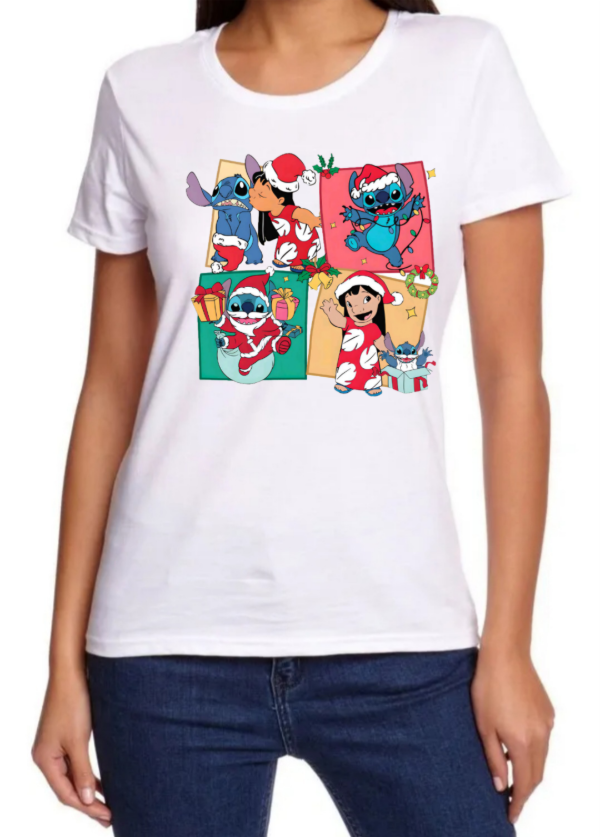 Producto - Remera Mujer Lilo y Stitch Navidad