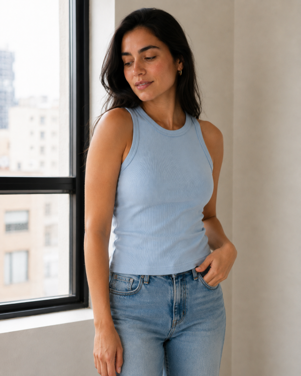 Producto - Musculosa Gema Ribb celeste - 1