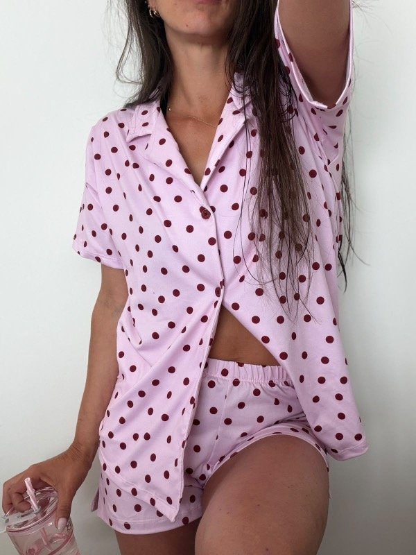Producto - Pijama corto camisero modal rosa dots -preventa y precio especial- - 2