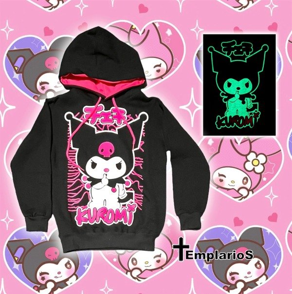 Producto - Buzo Kuromi con capucha luminoso en la oscuridad
