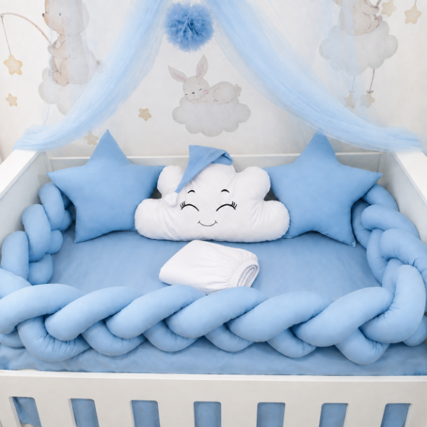Producto - Set de Chichoneras para Cuna Emma Con Mosquitero Celeste - 3