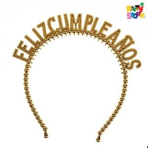 Producto - VINCHA FELIZ CUMPLEAÑOS DORADA