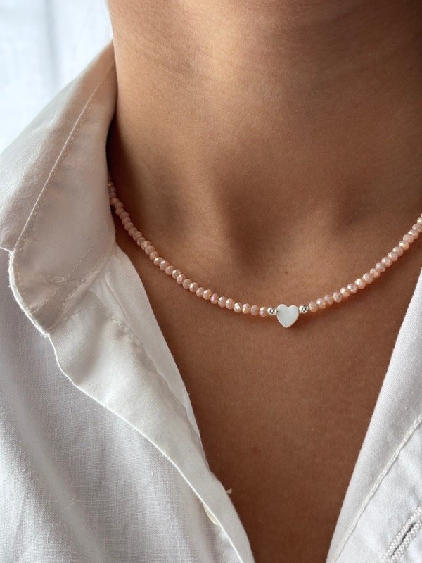 Producto - Gargantilla cristal ámbar love nacar