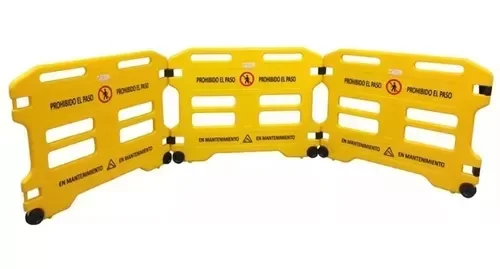 Producto - Valla Delimitadora 3 Tramos Plastica C/ Anclajes Y Ruedas