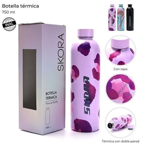 Producto - BOTELLA TERMICA DE ACERO TAPA A ROSCA 750CC X UNIDAD ESTAMPA SURTIDA SKORA