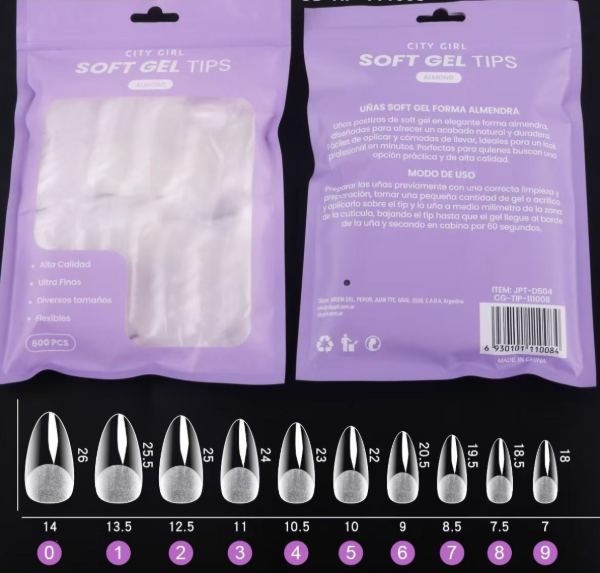 Producto - Tips Soft Gel Almendra City Girl x 600