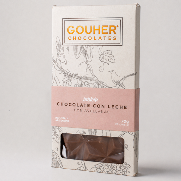 Producto - Tableta de chocolate con leche negro con avellanas tostadas x 70g