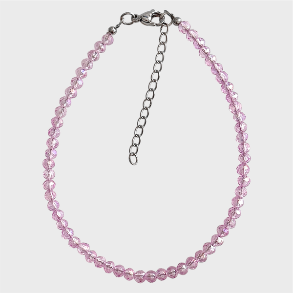 Producto - Tobillera de cristal checo y acero quirúrgico - Lila - 4mm