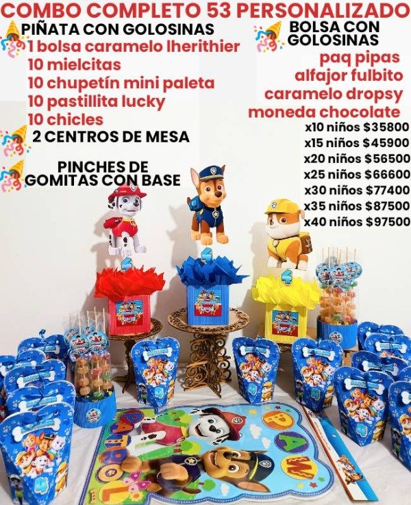Producto - Combo cumpleaños 53 patrulla canina