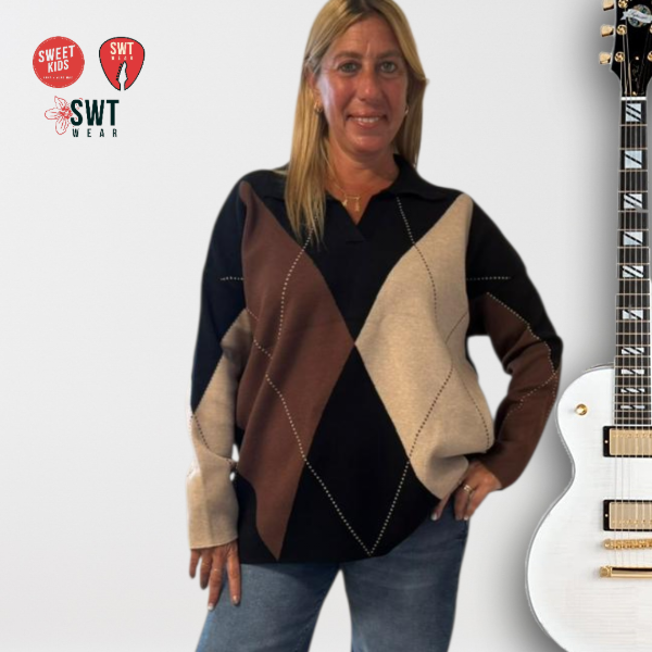 Producto - Sweater Rombos Cuello Chomba Oversized Rubi