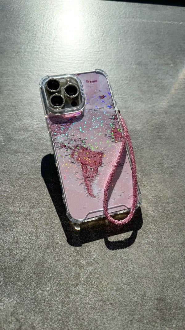 Producto - Case continente rosa + colgante strass rosa