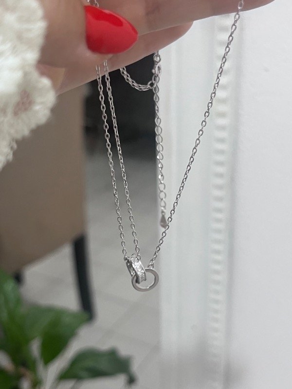 Producto - Cadena con dije doble argollita y cubic - 0