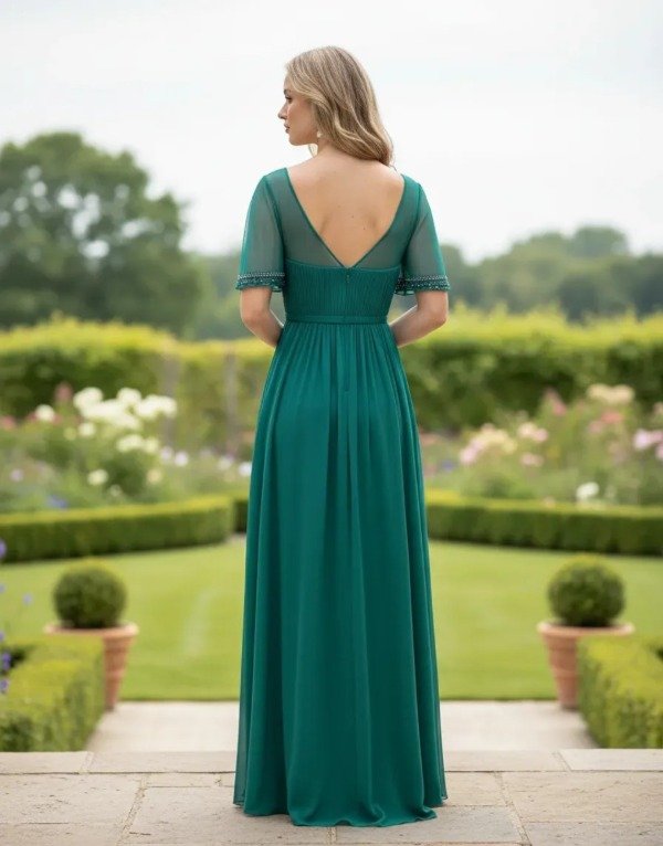 Vestido largo Madrinas con mangas elegante — imagen 2