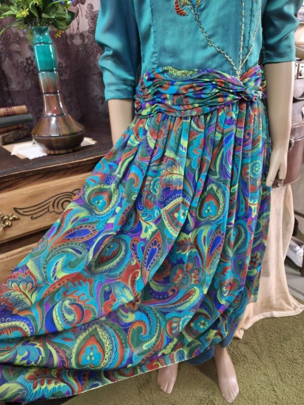 Producto - Vestido Vintage Estampado Verde Años 80 - 7