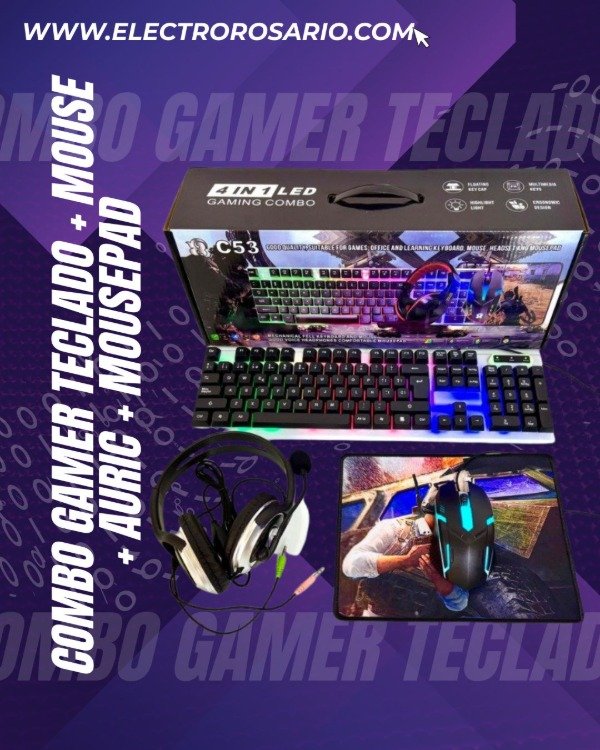 Producto - COMBO GAMER TECLADO + MOUSE + AURIC + MOUSEPAD