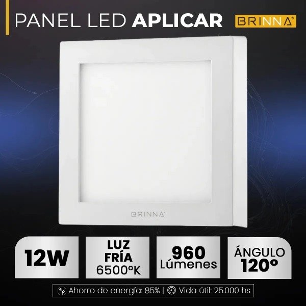 Producto - PLAFON PANEL LED CUADRADO APLICAR 12W FRIO BRINNA - 1