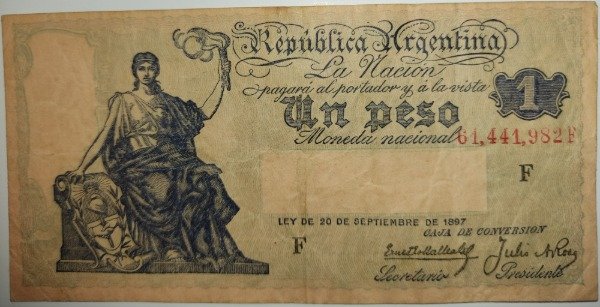 Producto - Billete argentina caja de conversión 1 peso año 1935 B 1566 Col 357 p#243c vf- - 0