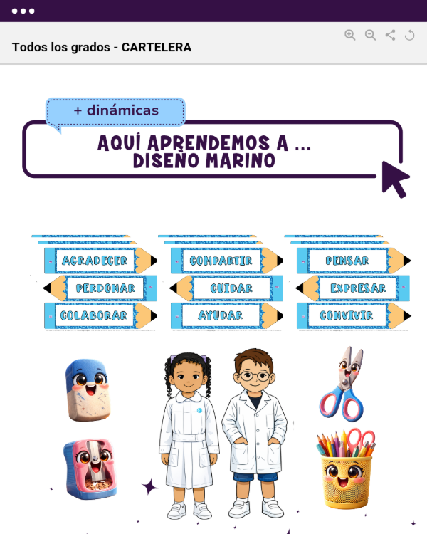 Producto - CARTELERA: AQUÍ APRENDEMOS A  - DISEÑO MARINO