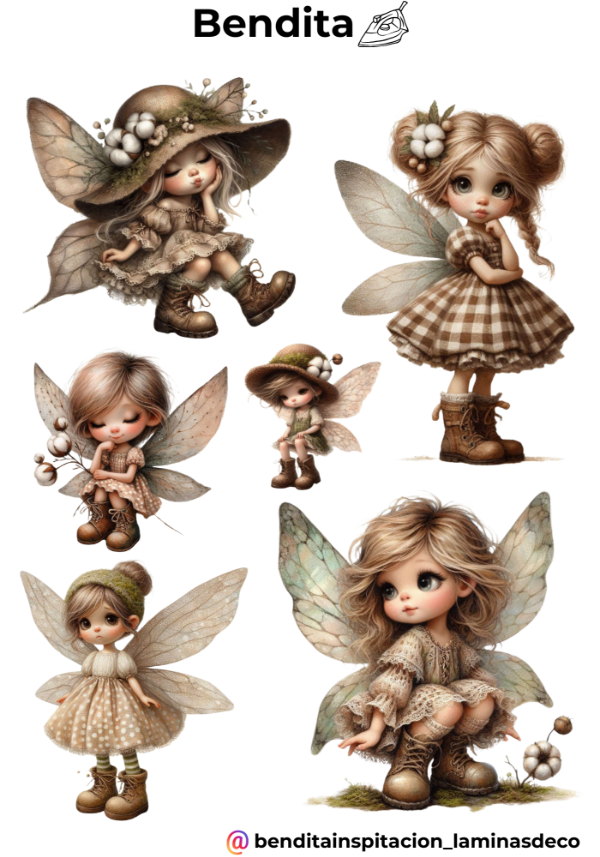 Producto - Bendita Plancha 176 Hadas en tonos tierra