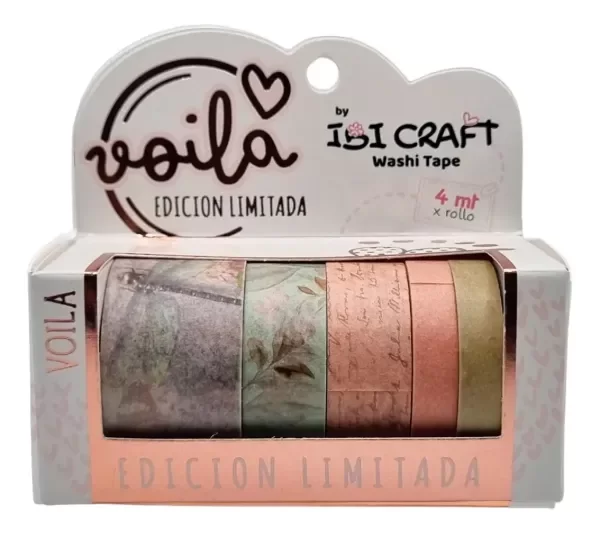 Producto - Cinta Washi Tape Pack por 5 Collección Vintage - Ibi Craft - 1