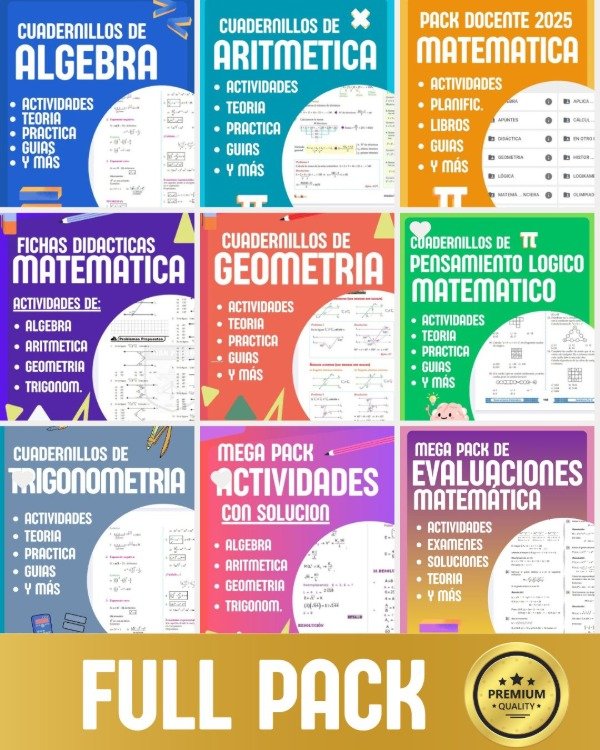 Producto - FULL PACK PREMIUM MATEMÁTICA- TODOS LOS MEGA PACKS- 9 EN 1