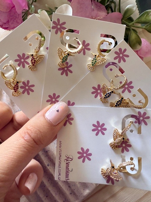 Producto - Combo colibrí x2 pares (acero dorado)