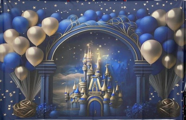 Producto - FONDO CASTILLO NENE AZUL DORADO CON FALLA VISIBLE 250X150 C9