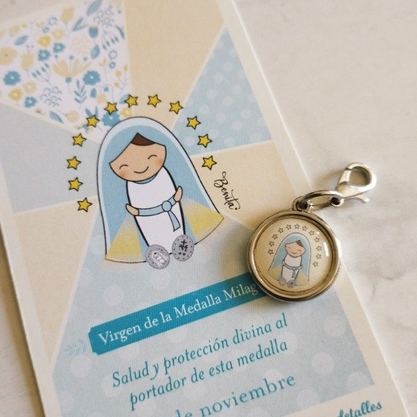 Producto - REGALO PACK ESTAMPA ADVOCACION CON MEDALLITA VIRGEN MEDALLA MILAGROSA
