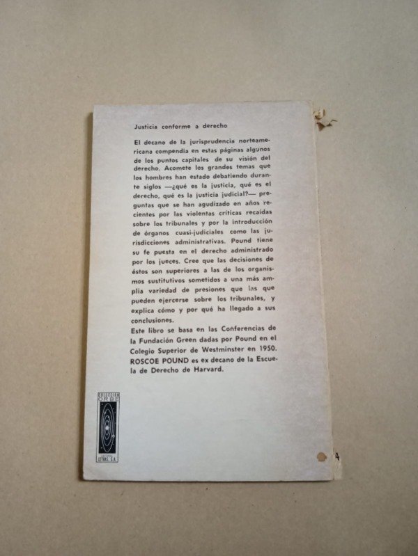 Producto - Justicia conforme a derecho - Roscoe Pound - Letras 1965 - 1